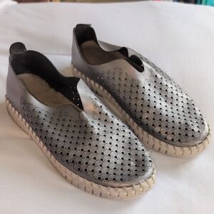 Elegant Silver Women's Slip-On Loafers Size 38/US 8/9